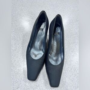 Stuart Weitzman Vintage Black Square Toe Pumps Women's Sz 9  Block Heels 90s